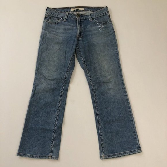 Gap Jeans Women's 32 Blue Boot Cut  Regular Fit DenimSize 32X27 Rhinestones - Picture 1 of 12